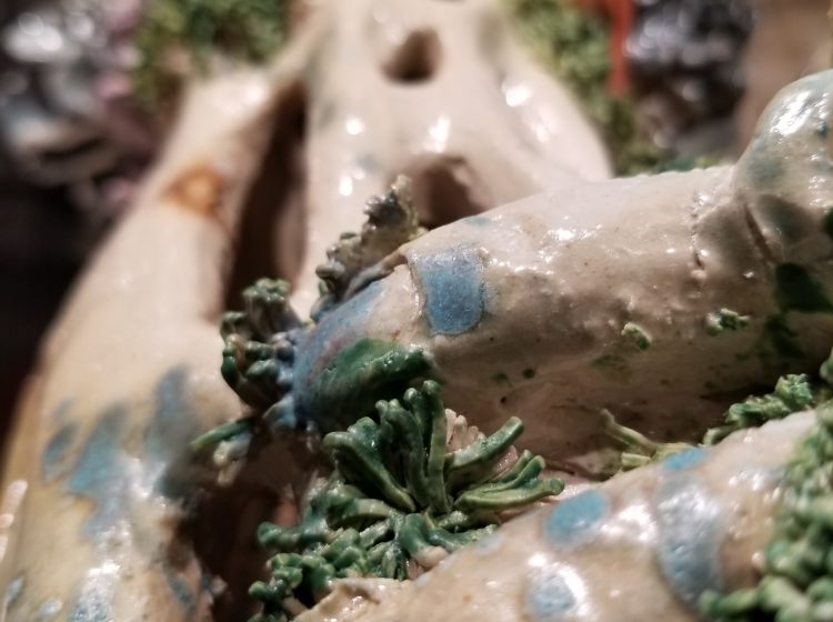 Slept Within the Soil. Ceramic and mixed media. 18 x 16.5 x 13.75 in. 2021. (detail)