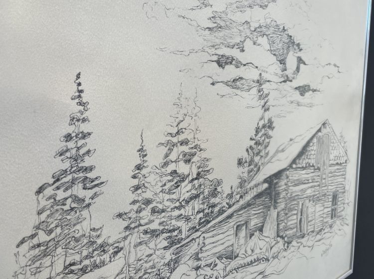 Daphne Odjig (1919-2016) Odawa-Potawatomi-English Cottage at Wicke 1972 Pen and Ink Drawing 15.5 × 19.5" (Detail)