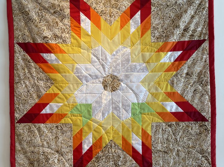 Sandy Bunn b. 1976 Dakota-Cree Little Girl Spirit Blanket, 2020 Broadcloth, cotton and silk 47.5" x 47.5" (Detail)