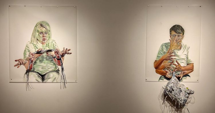 Left: Lisa Wood, "Pull/Tension". Right: Lisa Wood. Renata Truelove. "Carry/Together"