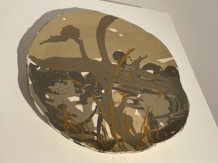 28-Henderson, Annette, 2026 Camouflage In The Prairies, (wild clay slip on commercial clay, unfired earthenware)