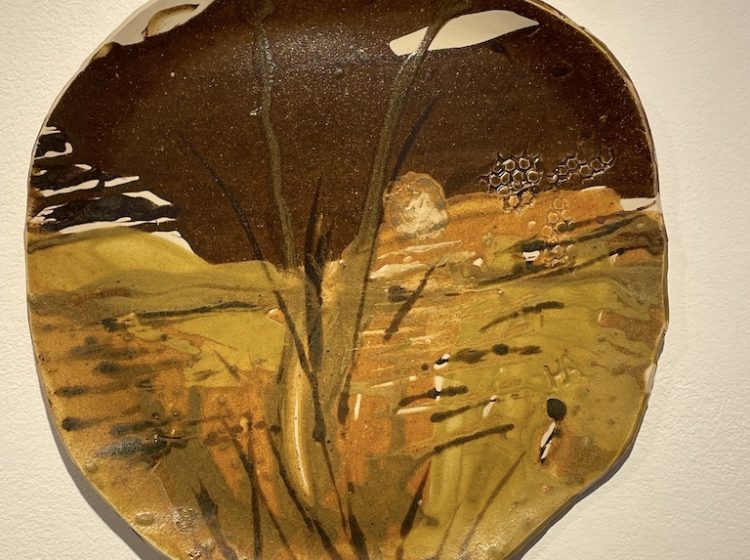 30-Henderson, Annette, 2026, Ripples In The Marsh (commercial clay base, wild clay slip glaze, fired 1222 C)